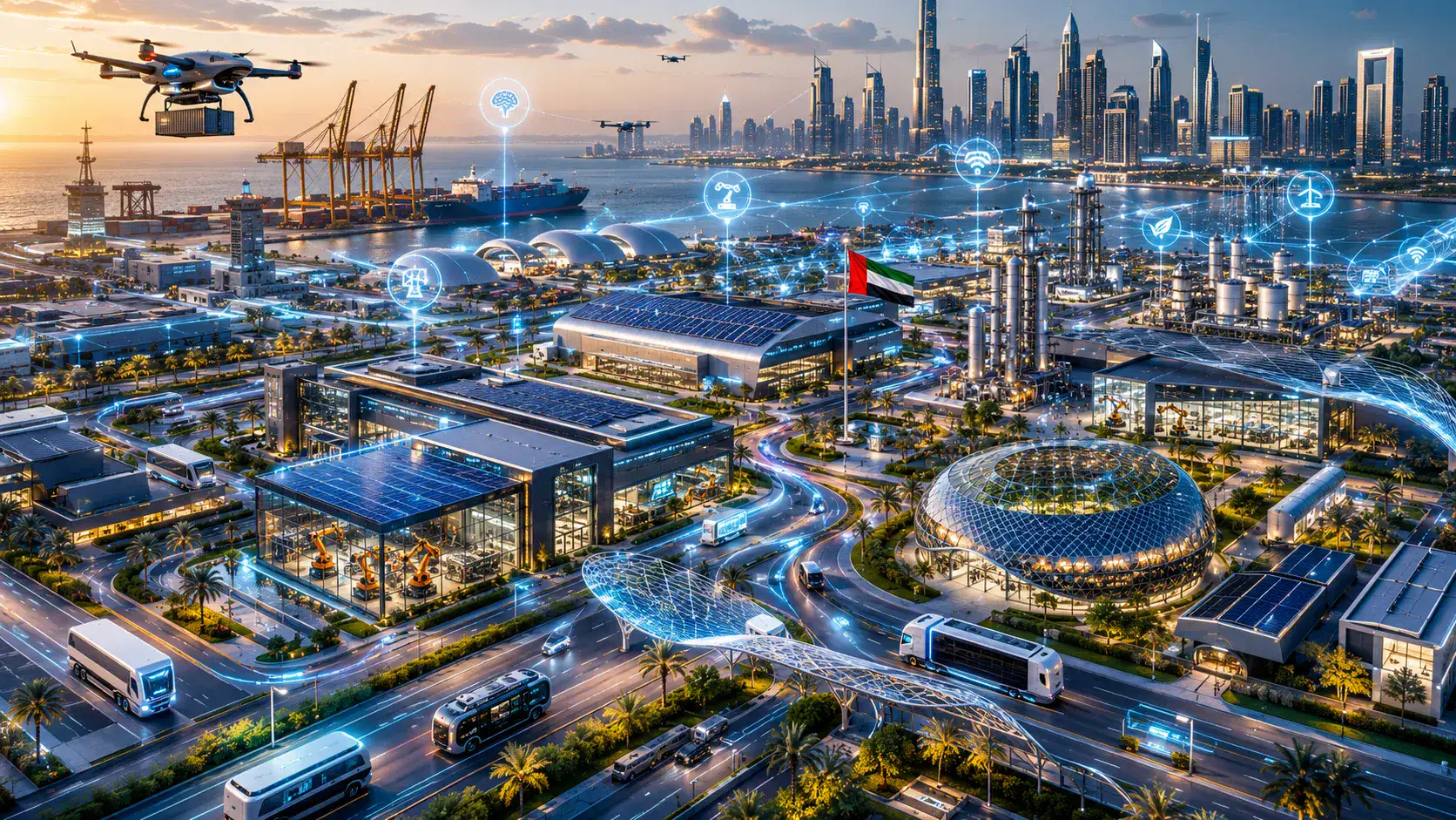 Aerial view of an advanced industrial complex